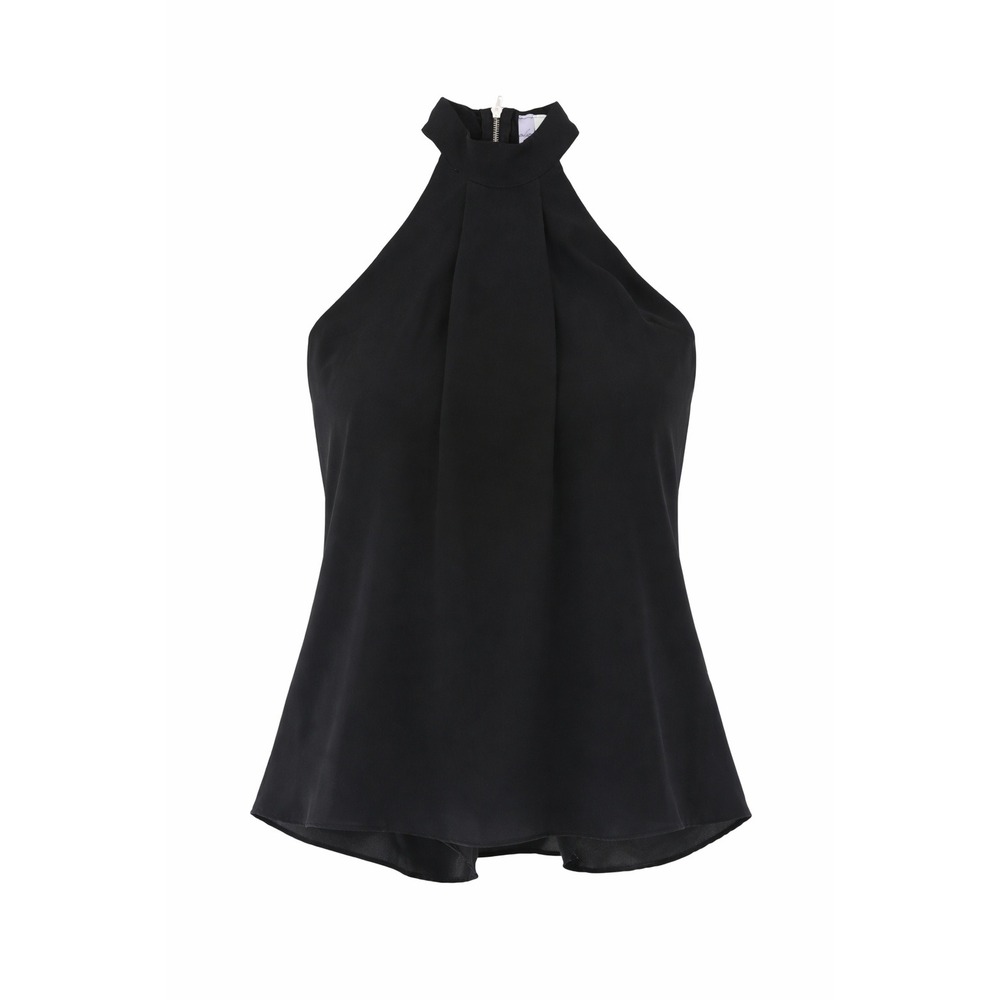 Alya Whimsigoth Black Halter Neck‎ Zipper Detail Flowy Sleeveless Top Women's XS